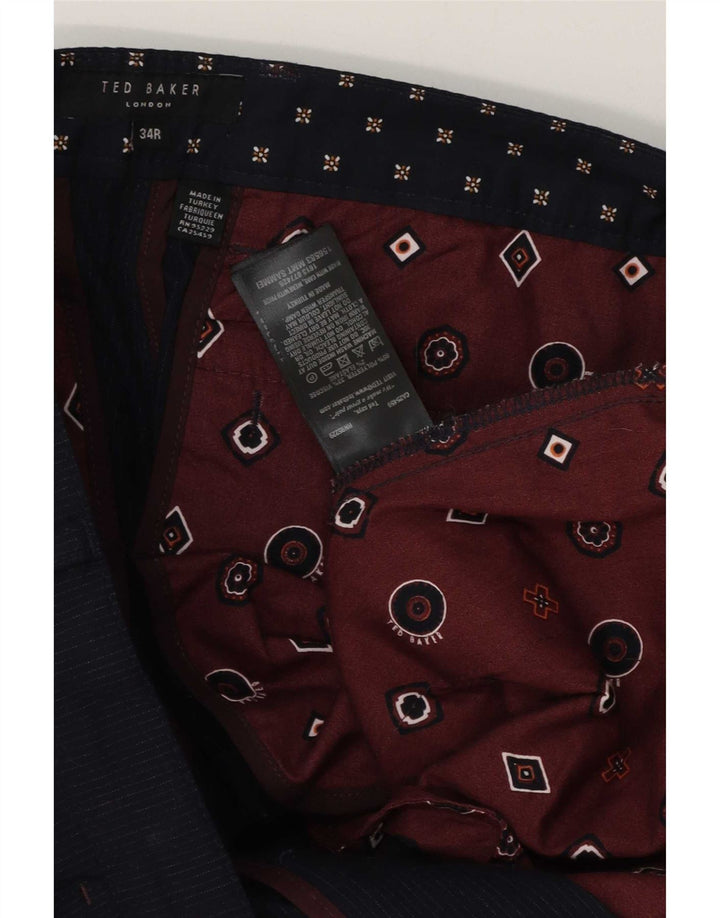 Pantaloni chino subțiri pentru bărbați Ted Baker L34 L32 poliester cu dungi bleumarin