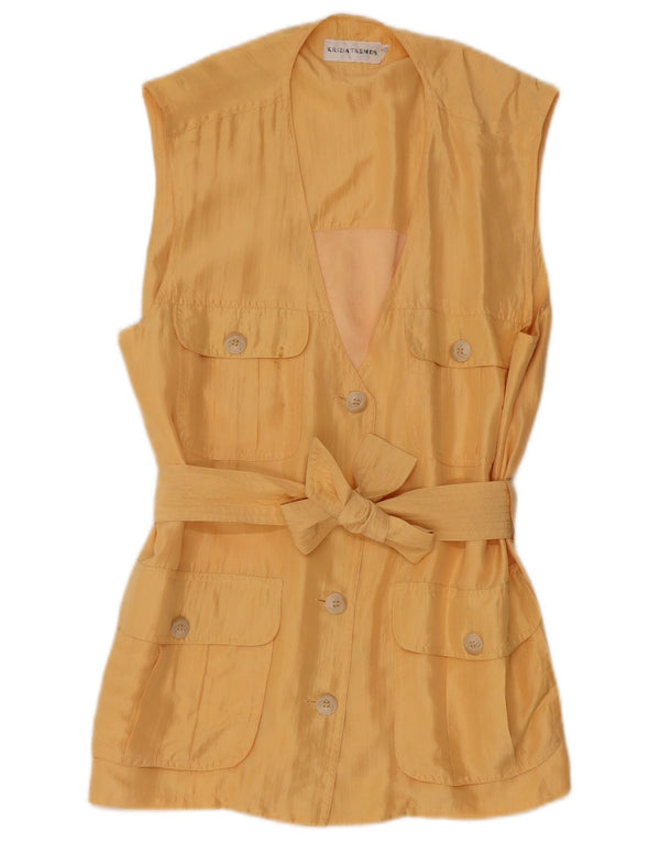 Top cardigan fără mâneci pentru femei Krizia IT 40 Small Yellow Silk