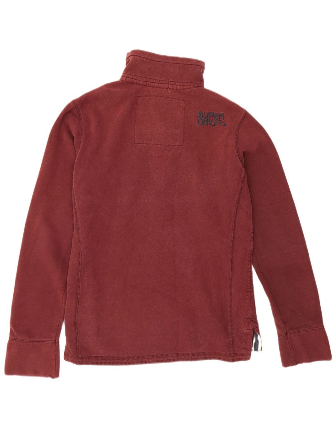 Pulover Superdry pentru bărbați, cu gât cu nasturi, bumbac mediu burgundă