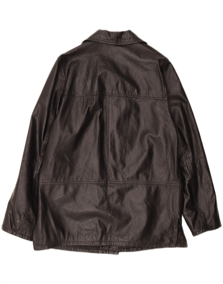 VINTAGE Womens Leather Jacket IT 48 XL Black Leather Vintage Vintage and Second-Hand Vintage from Messina Hembry 