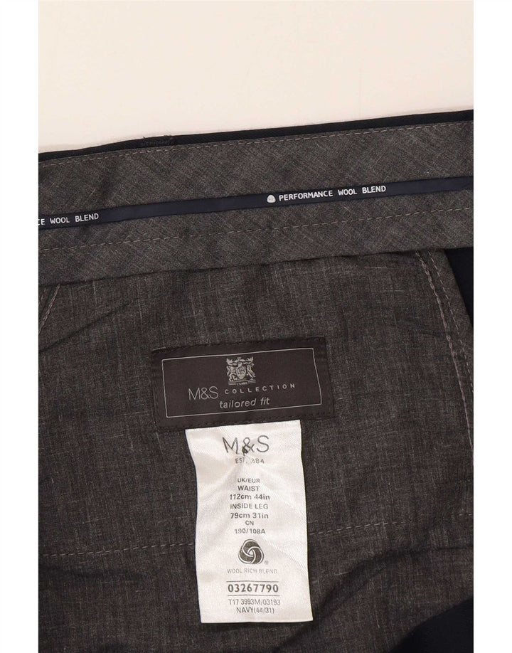 Marks & Spencer Pantaloni de costum croit pentru bărbați L44 L31 Lână bleumarin