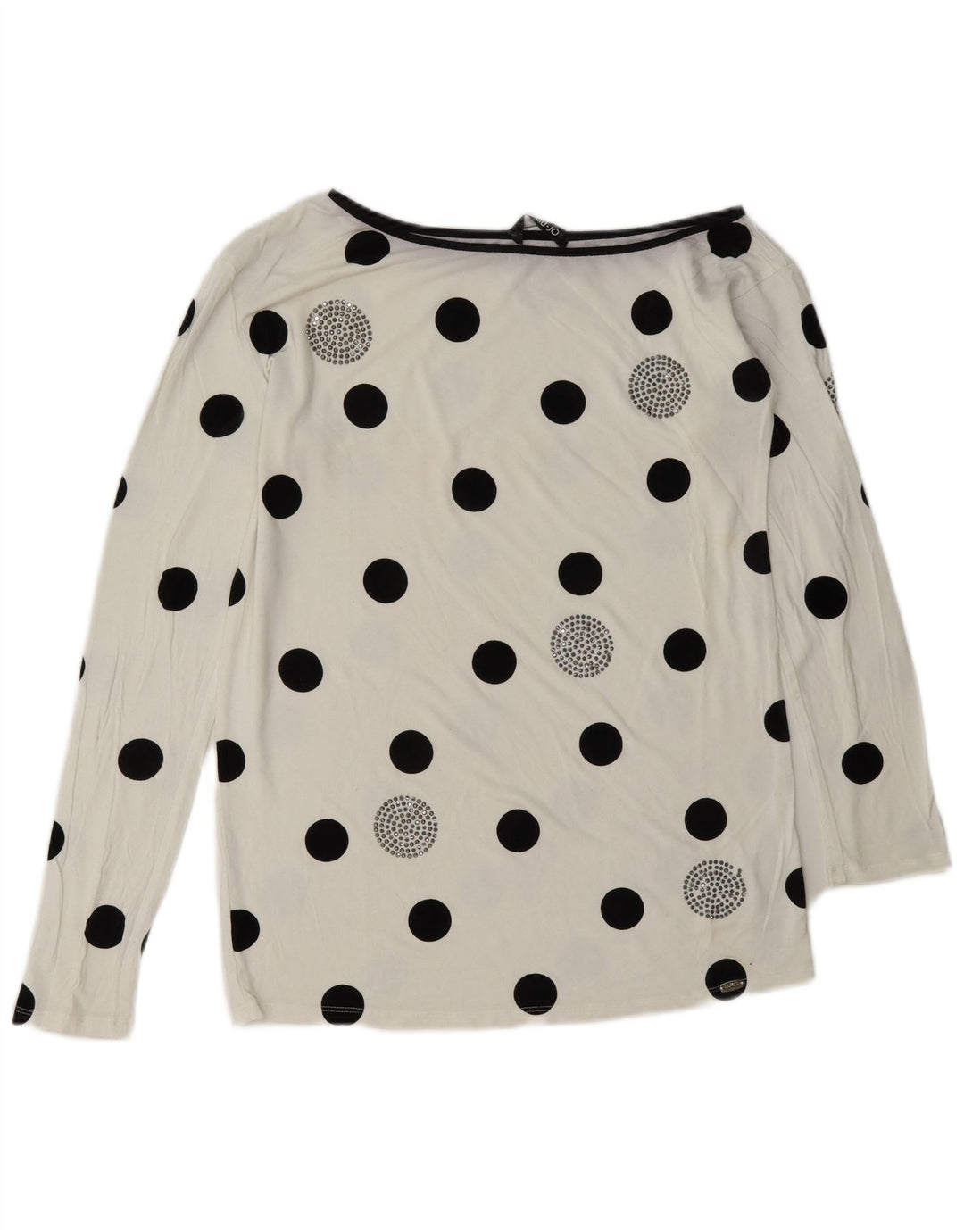 Top femei Liu Jo cu mânecă lungă IT 42 Medium White Polka Dot Viscose