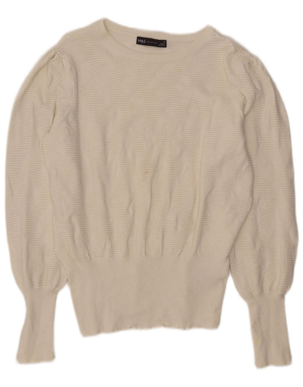 Pulover pentru femei Marks & Spencer cu gâtul cu barca UK 12 Medium Off White