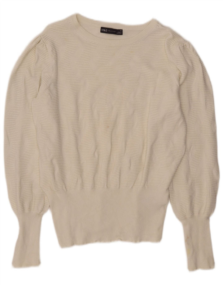Pulover pentru femei Marks & Spencer cu gâtul cu barca UK 12 Medium Off White