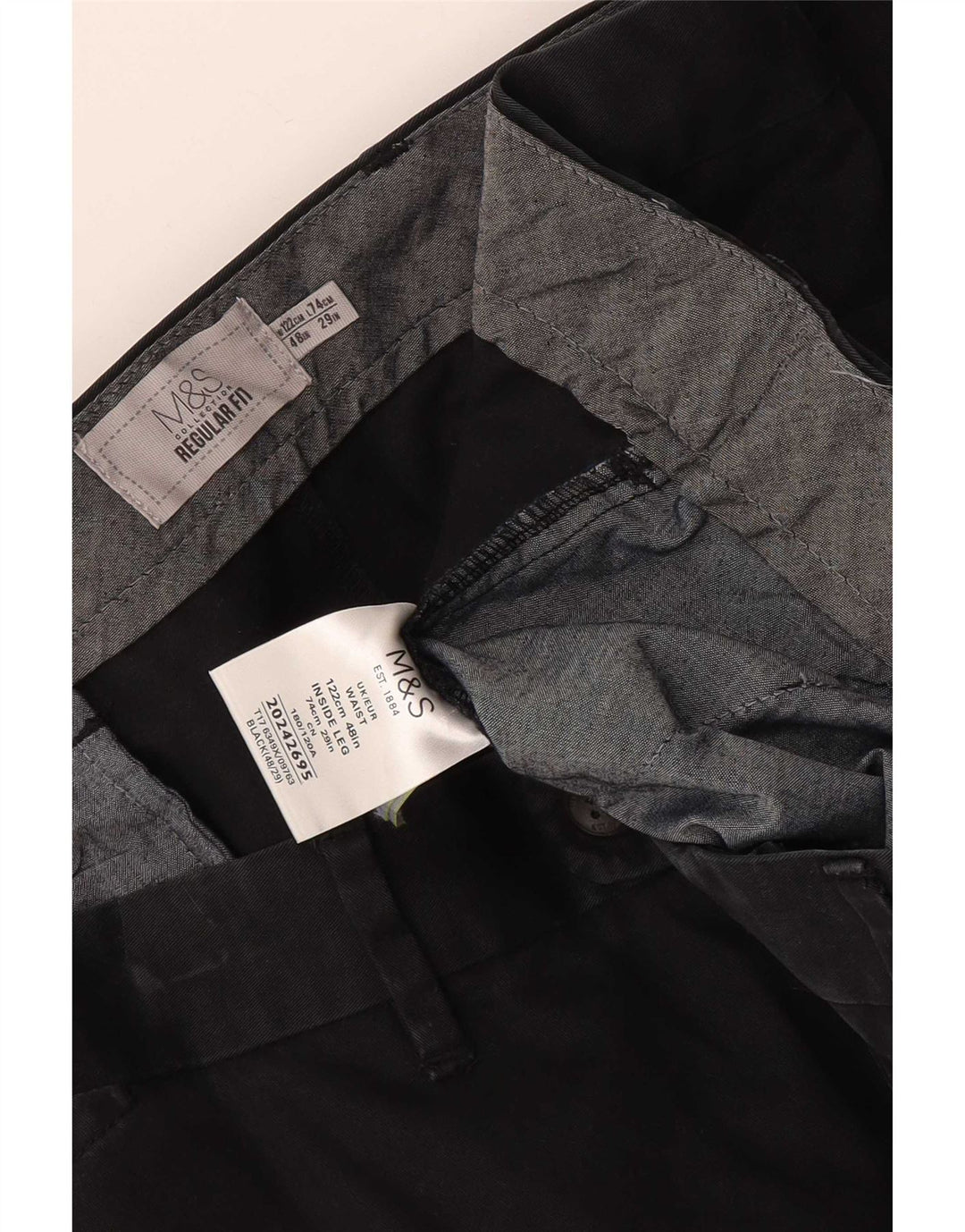 Pantaloni scurți chino pentru bărbați Marks & Spencer, cu ajustare normală, W48 4XL, bumbac negru