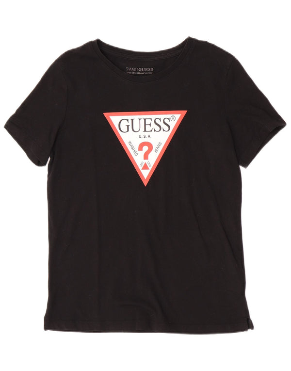 Tricou grafic supradimensionat Guess pentru femei UK 6 XS bumbac negru
