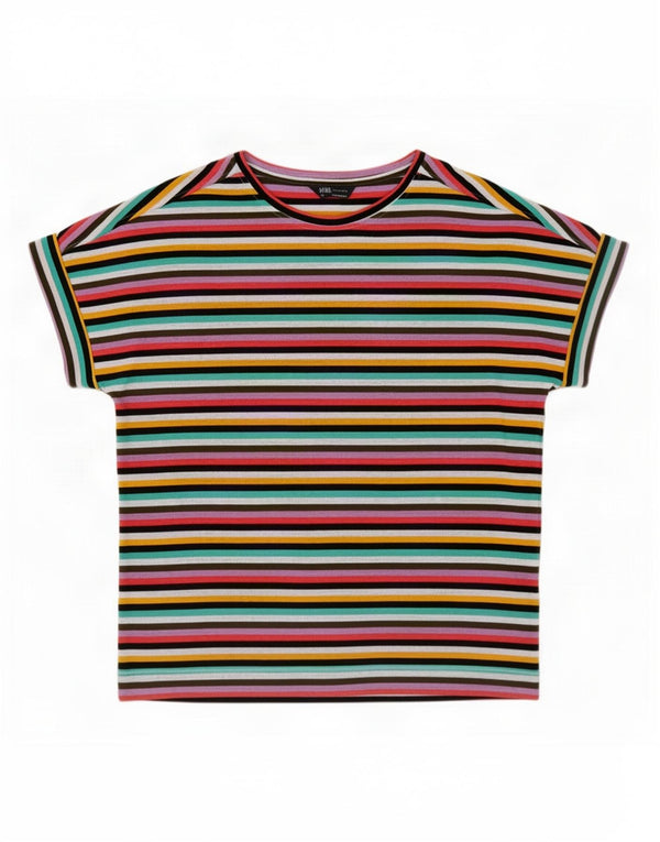 Tricou pentru femei Marks & Spencer Top UK 16, mare, cu dungi multicolore