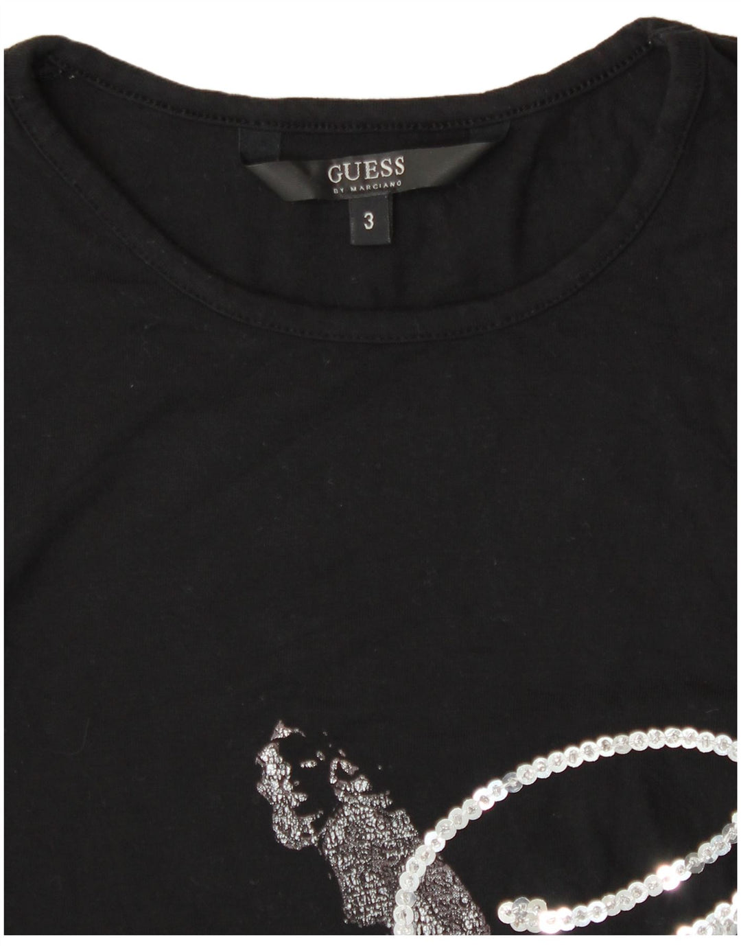 Top grafic pentru femei Guess By Marciano cu mânecă lungă Mărimea 3 XS negru