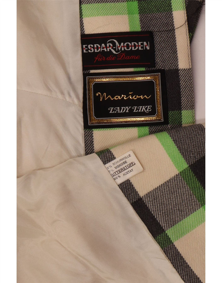 Pardesiu Vintage pentru femei UK 12 Medium Multicolor Check Lână nouă