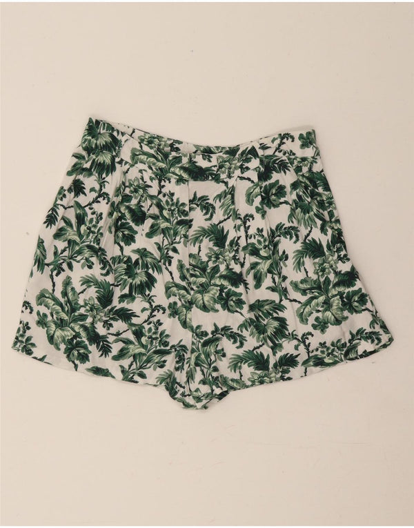 JACK WILLS Womens High Waist Chino Shorts UK 10 Small W26 Off White Floral