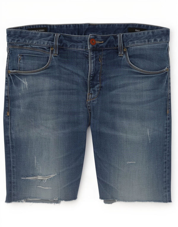Pantaloni scurți Jack & Jones pentru bărbați, învechiți, slim, din denim, mari W34, bumbac albastru