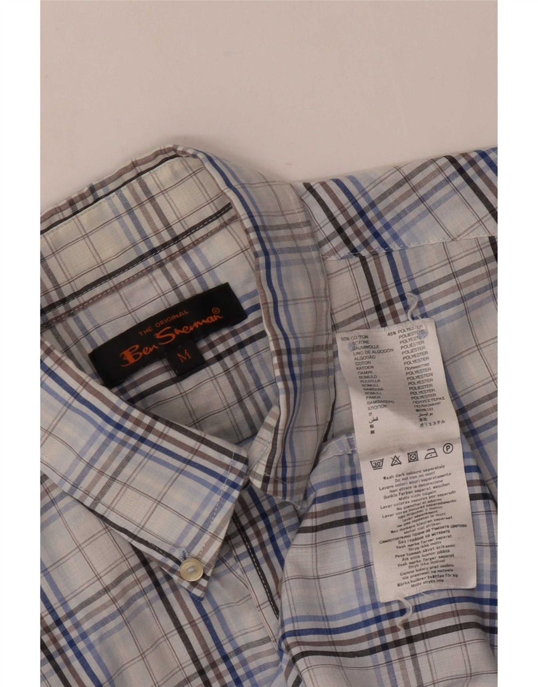 Cămașă pentru bărbați Ben Sherman, bumbac cu carouri albastru mediu