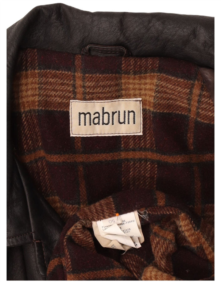 MABRUN Palton din piele supradimensionat pentru femei IT 50 XL din piele maro