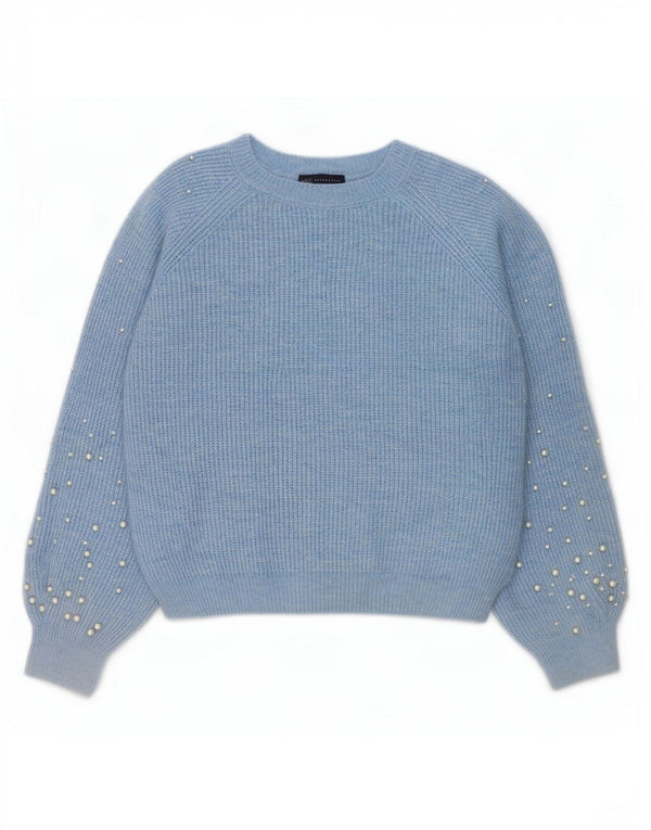 Pulover pentru femei Marks & Spencer cu gât cu barca UK 14 Medium Blue Spotted