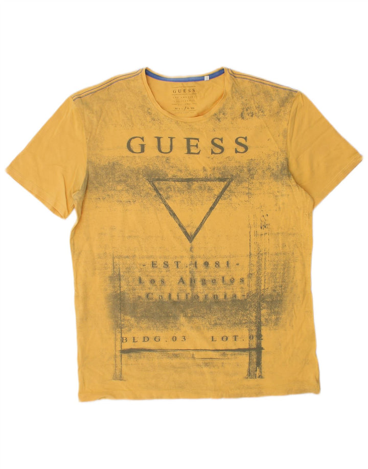 Tricou cu grafic extra subțire Guess pentru bărbați Top mare galben