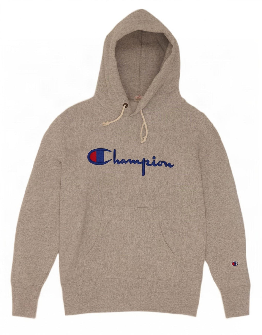 Pulover pentru bărbați Champion Reverse Weave Graphic Hoodie, bumbac mediu gri