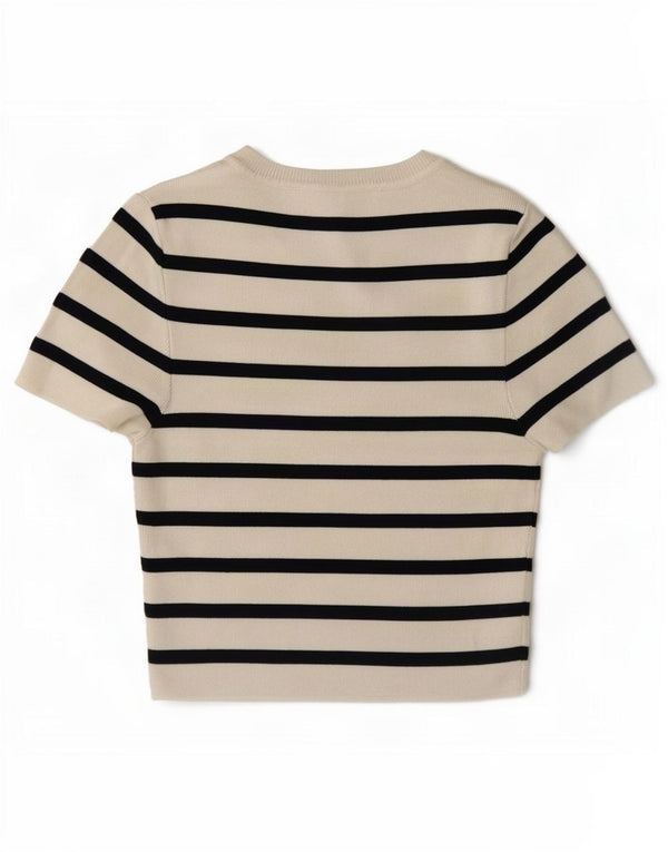 Crop Top pentru femei Zara UK 12 Medium White Striped
