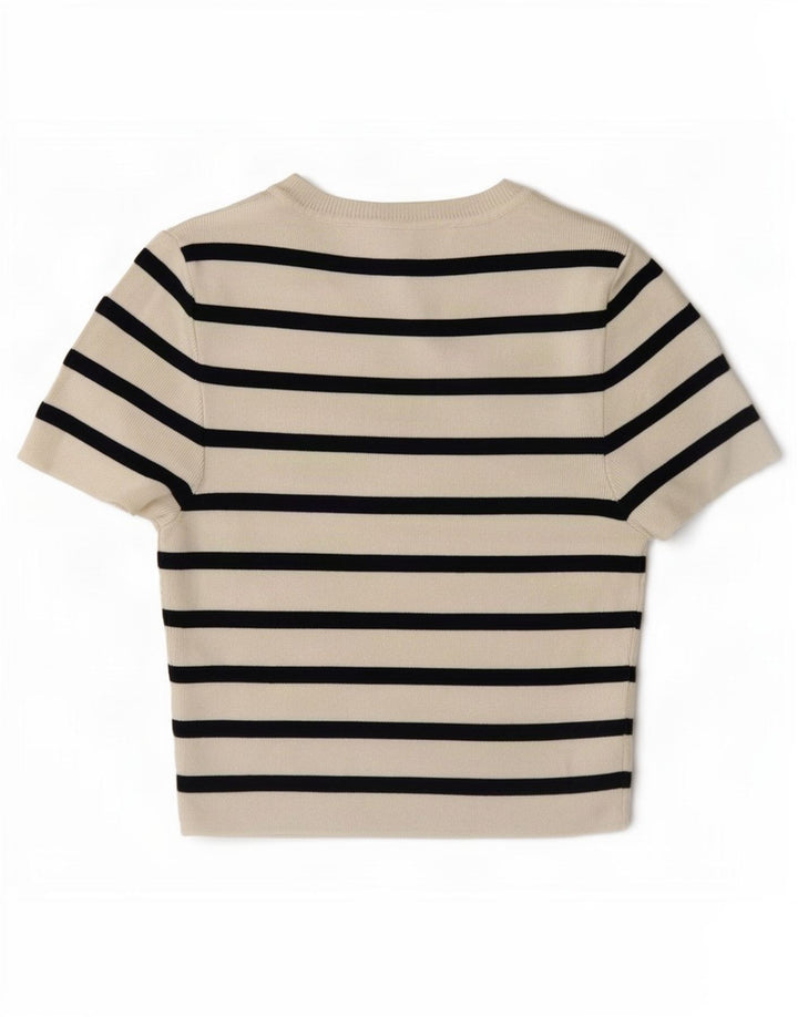 Crop Top pentru femei Zara UK 12 Medium White Striped