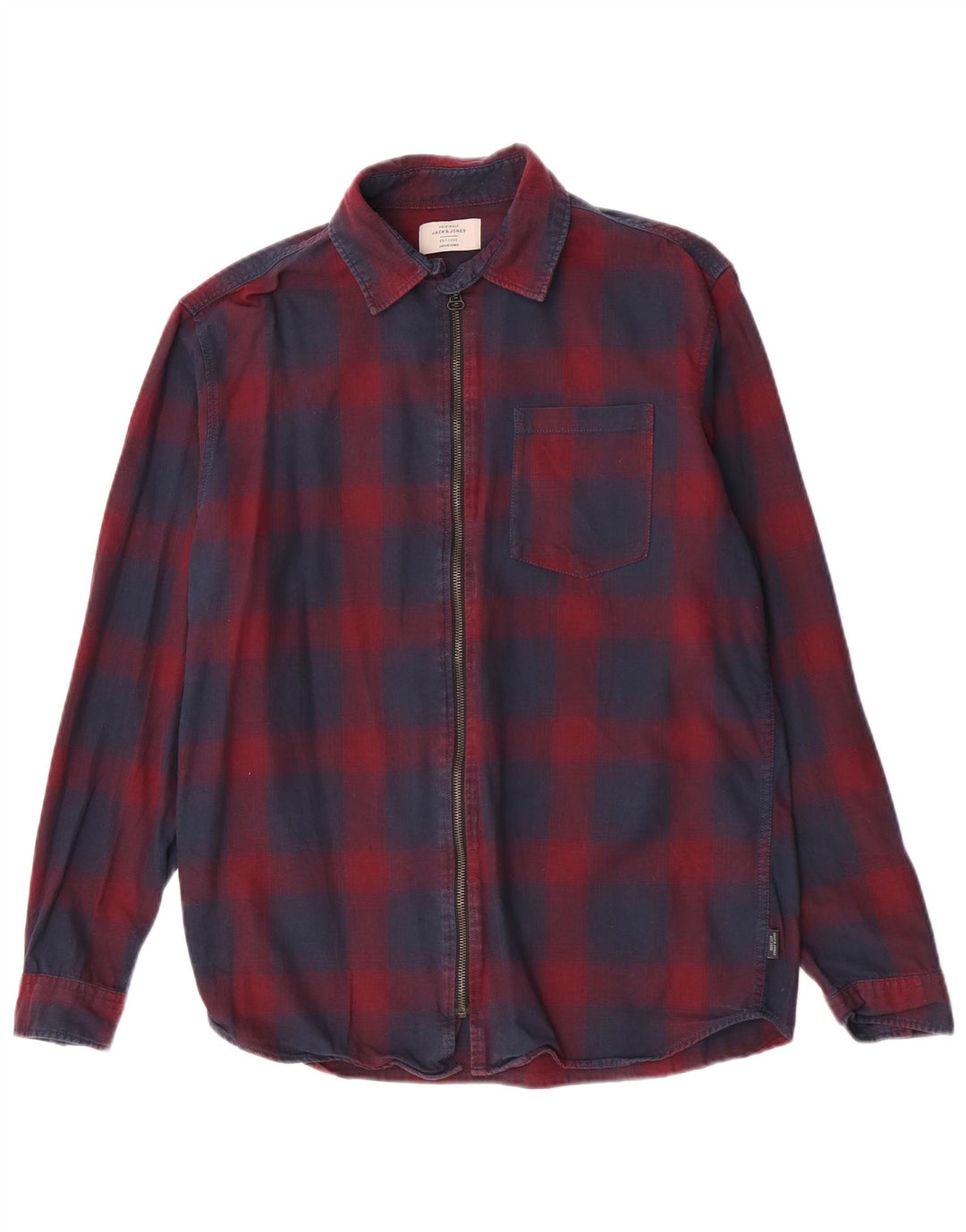 Cămașă de flanel Jack & Jones pentru bărbați, din bumbac în carouri, albastru bleumarin