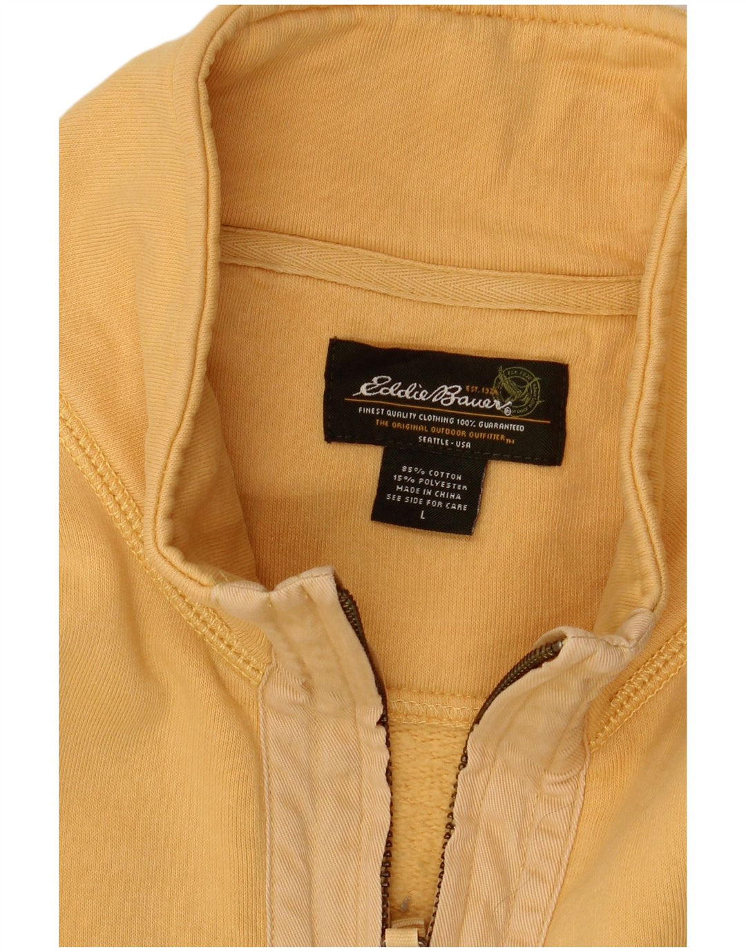 Hanorac pentru bărbați Eddie Bauer, cu fermoar, cu gât, din bumbac galben mare