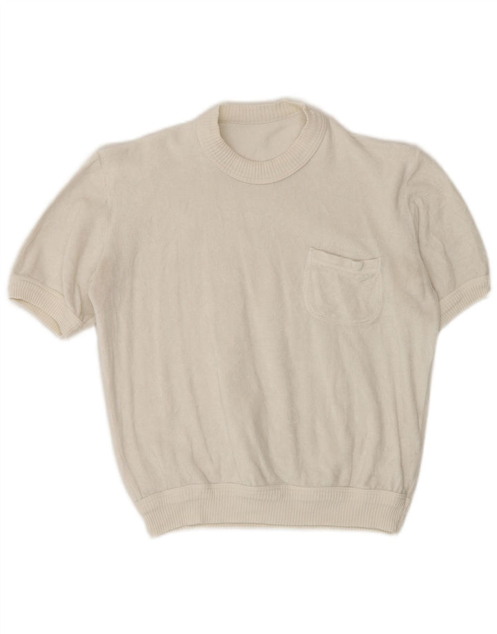 Bluză din catifea vintage pentru femei UK 14 Medium White