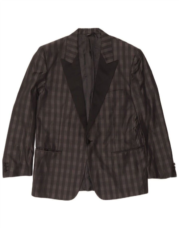 Jachetă BOCCHESE pentru bărbați cu 1 buton IT 52 XL, mătase cu carouri gri