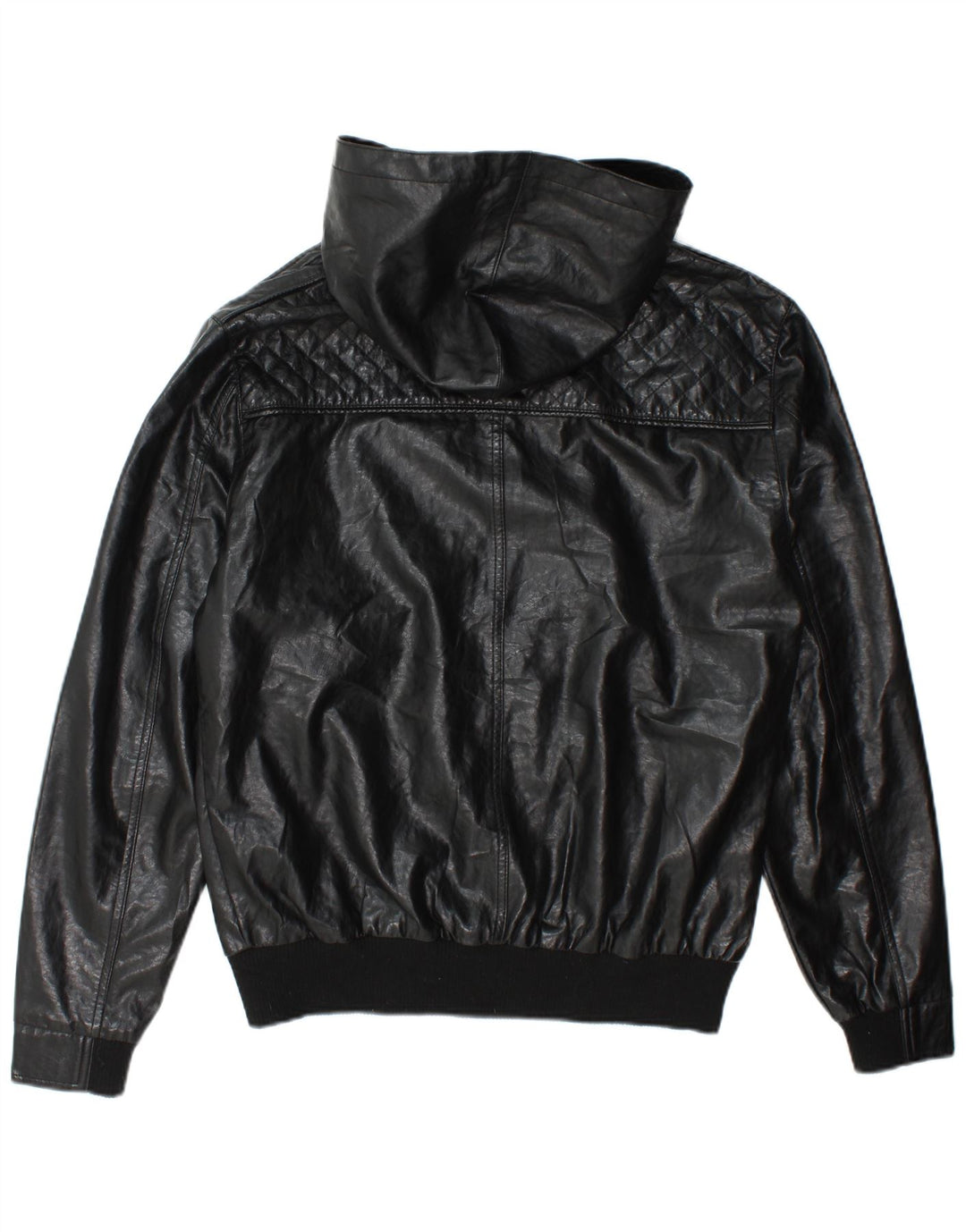 Jachetă bomber din piele artificială pentru bărbați cu glugă Ecko Unltd UK 38 Medium Black
