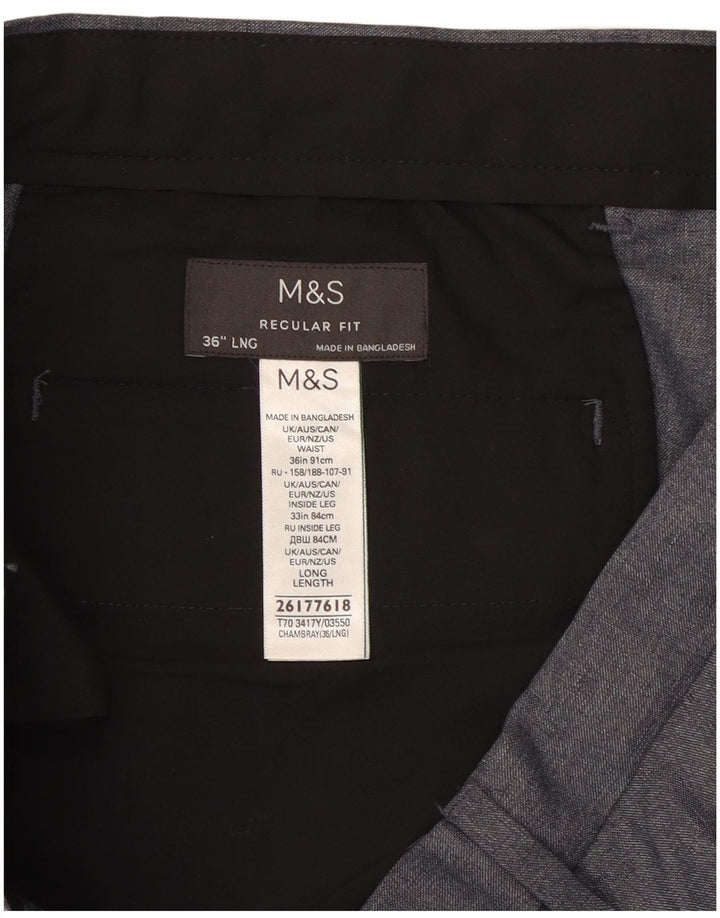 Pantaloni chino pentru bărbați Marks & Spencer, cu ajustare normală, L36 L33, poliester gri