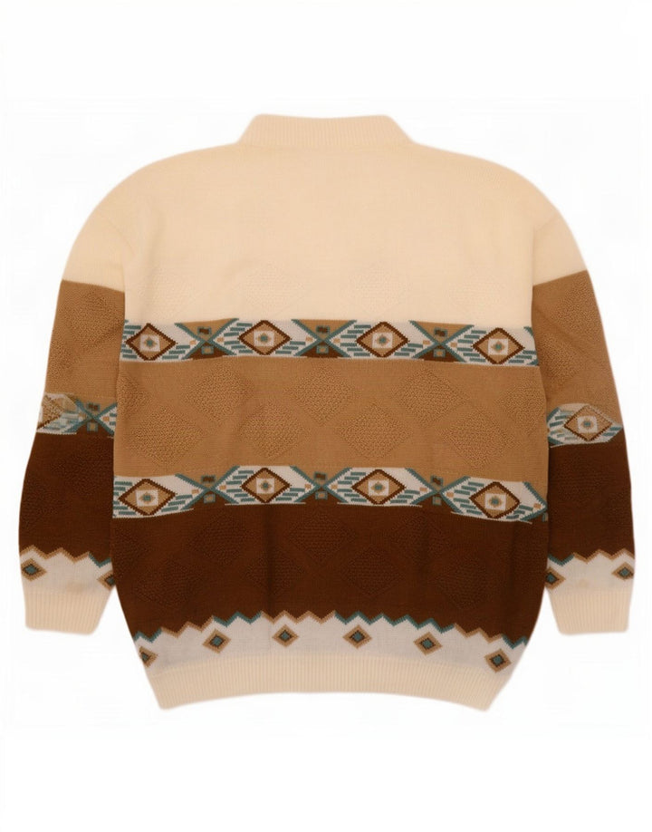 Pulover vintage pentru bărbați cu gât țestoasă, XL, multicolor, geometric