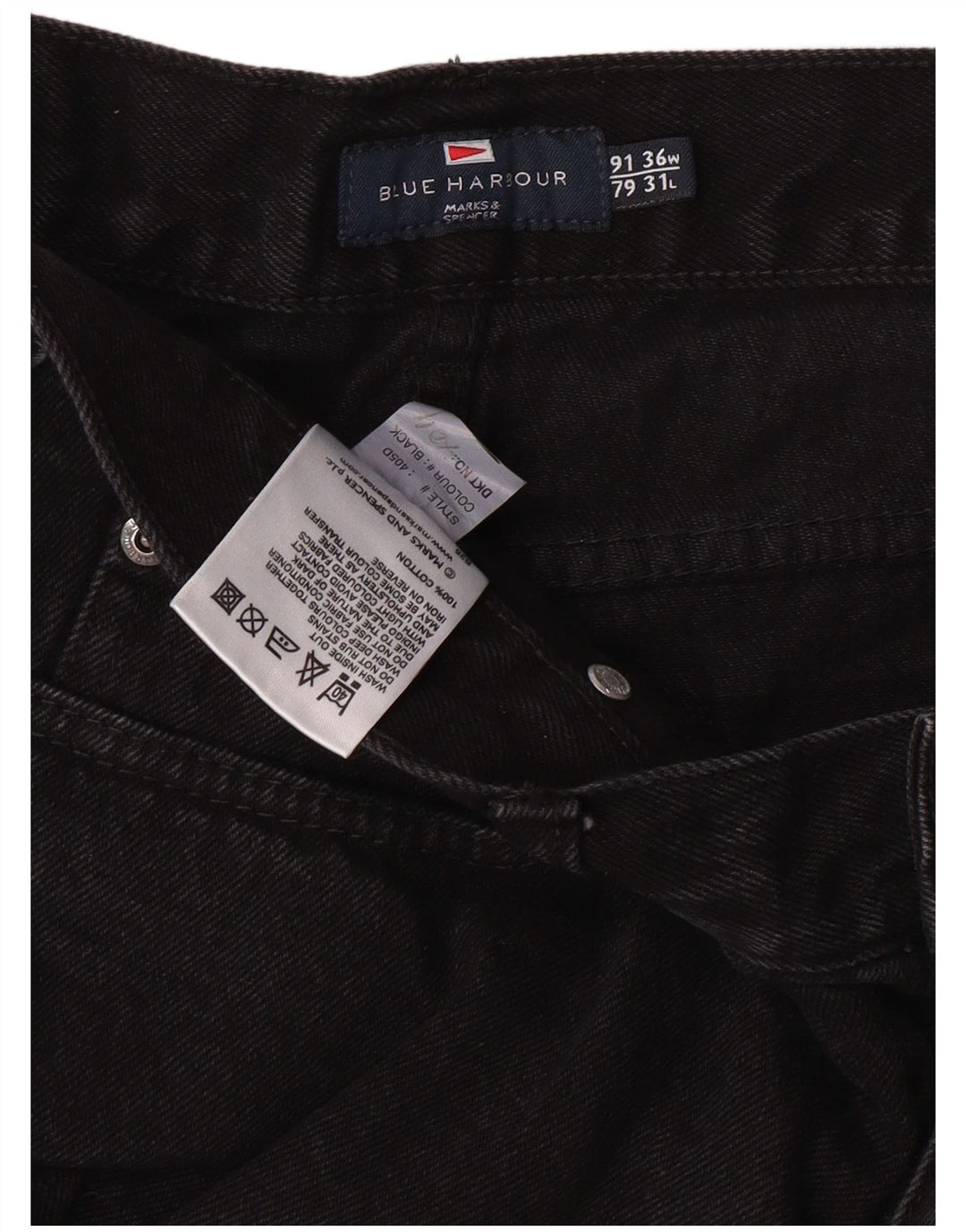 MARKS & SPENCER Blugi drepti pentru bărbați Blue Harbour W36 L31 Black Classic