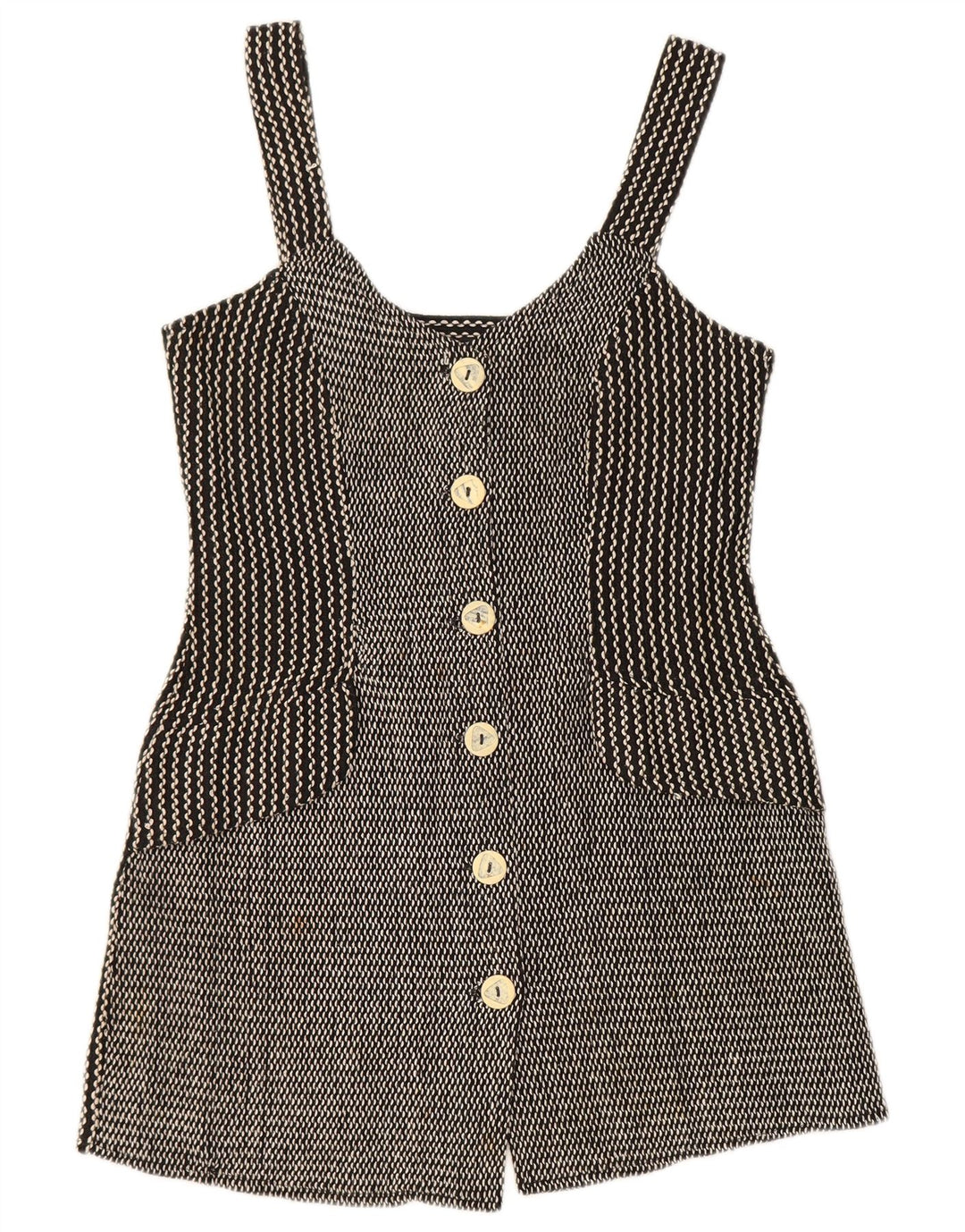 Rochie de damă vintage cu braț din bumbac chevron mediu negru UK 12