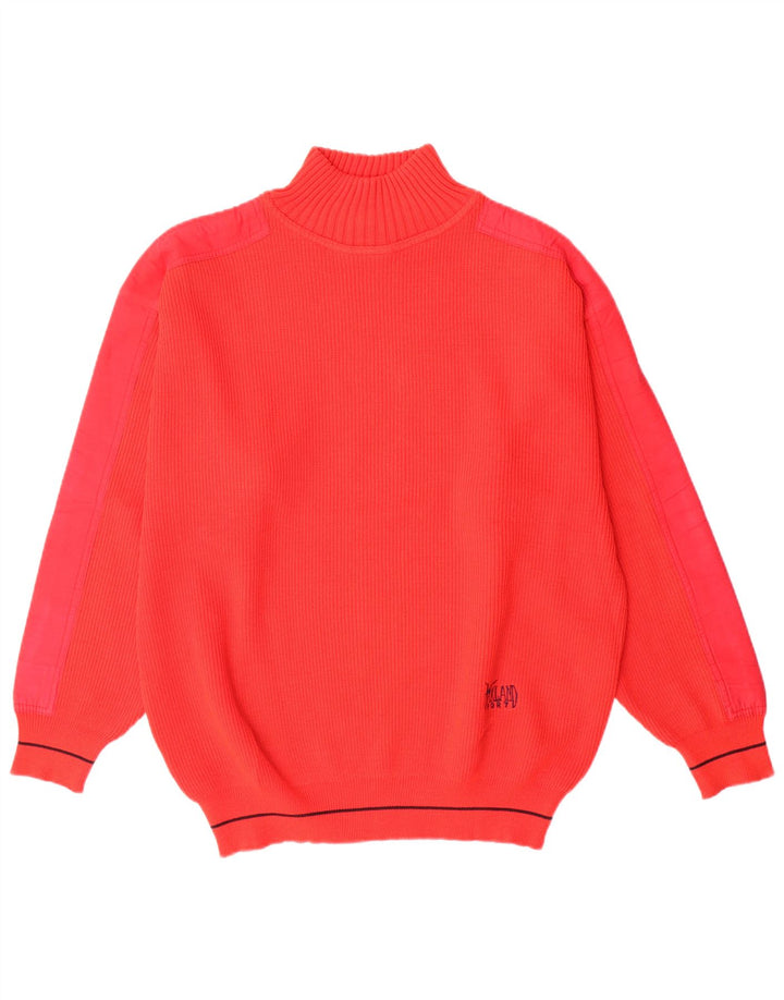 Pulover Vintage pentru bărbați cu gât țestoasă IT 50 Lână roșie medie