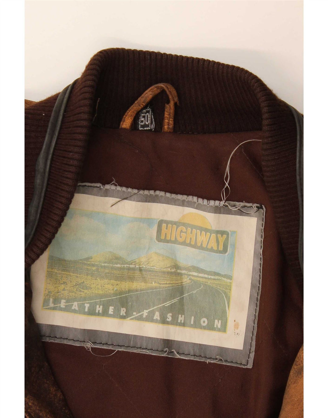 Jachetă de piele vintage pentru bărbați IT 50, maro, maro, din piele geometrică