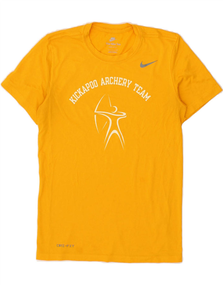 NIKE Mens Dri Fit Graphic T-Shirt Top Small Yellow Polyester Vintage Nike and Second-Hand Nike from Messina Hembry 