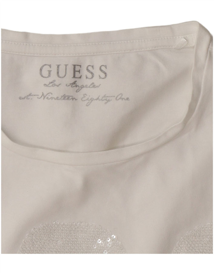 Tricou Guess pentru femei Regular Graphic Top UK 14 Medium White