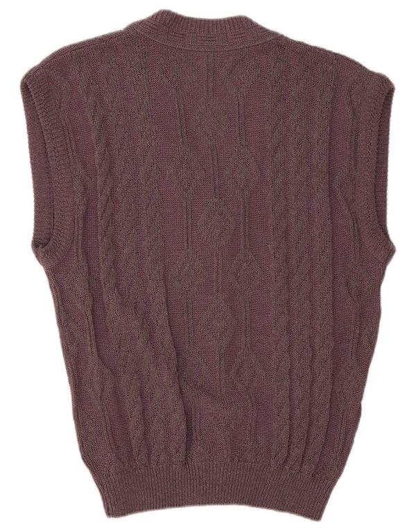 Pulover cardigan vintage fără mâneci pentru bărbați IT 48/50 violet mediu poliacrilic