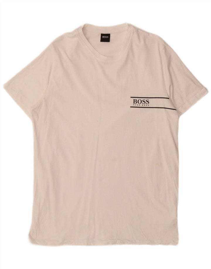 Tricou grafic pentru bărbați Hugo Boss Top, mediu alb, bumbac