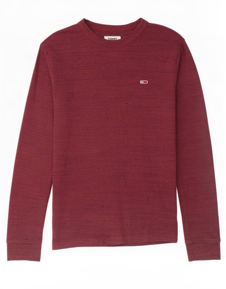 Top pentru bărbați Tommy Hilfiger, cu mânecă lungă, din bumbac cu pete burgundy mediu