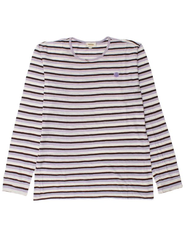 Top pentru bărbați Diesel cu mânecă lungă 2XL, bumbac cu dungi violet
