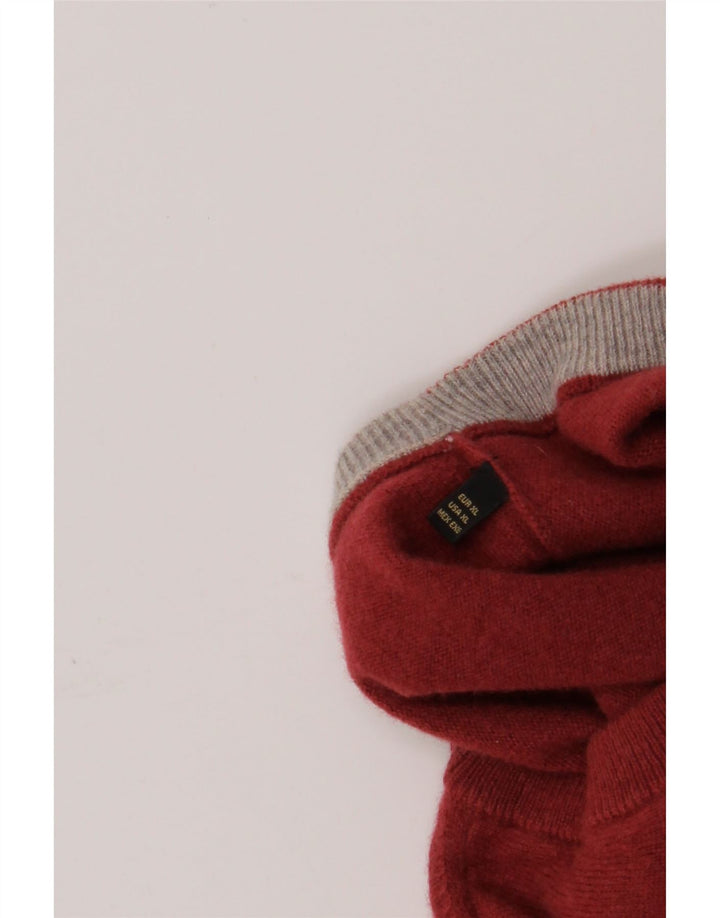 Pulover Massimo Dutti pentru bărbați cu gât roșu, lână XL