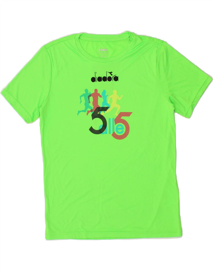 DIADORA Mens Graphic T-Shirt Top Medium Green Polyester Vintage Diadora and Second-Hand Diadora from Messina Hembry 