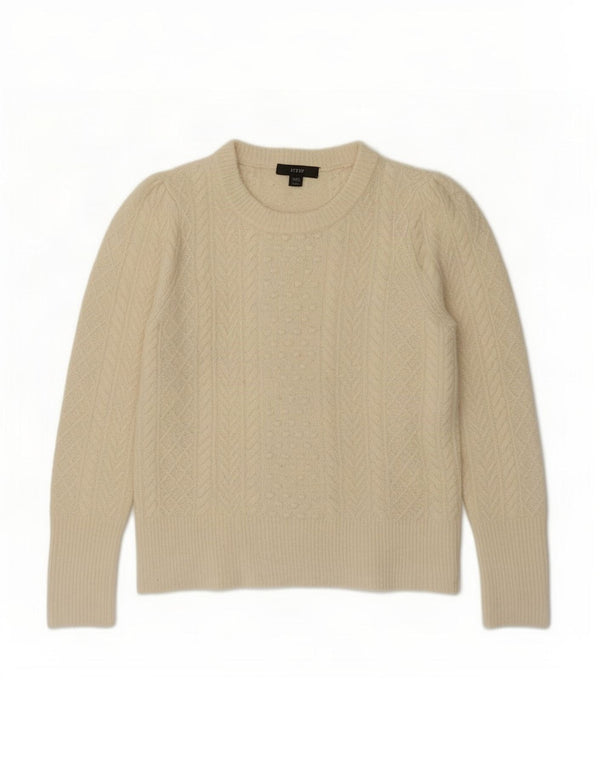 J. Crew Pulover supradimensionat pentru femei cu gâtul turnat UK 2 2XS alb catifelat