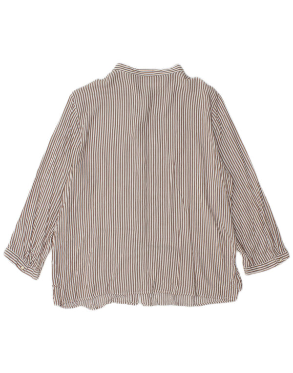 Bluză cămașă pentru femei Zara, cu mâneci 3/4 UK 14, mare maro, viscoză cu dungi