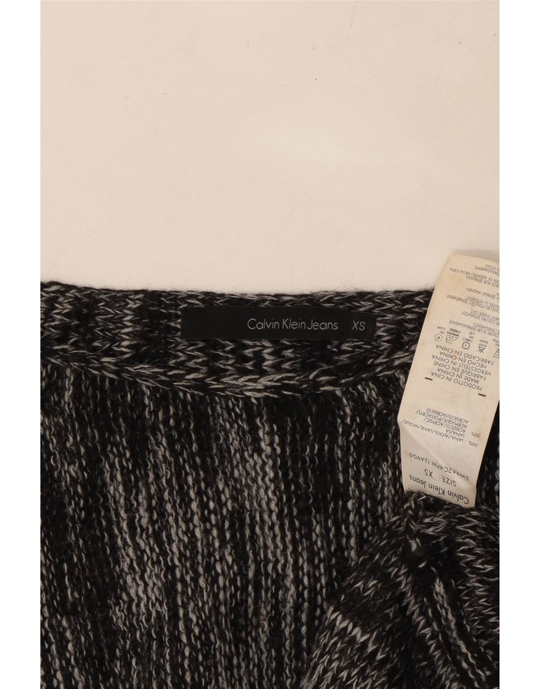 CALVIN KLEIN JEANS Pulover pentru femei cu gât de barcă UK 6 XS Gri pete