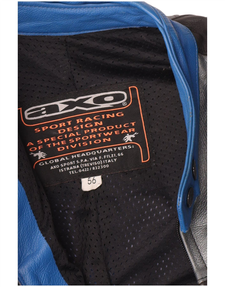 Salopetă din piele AXO Racer Graphic pentru bărbați IT 56 2XL Piele color bloc albastru