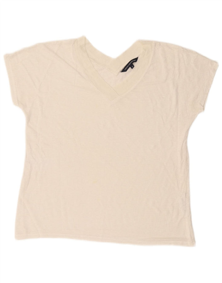 Tricou crop French Connection pentru femei Top UK 10 Small Off White Linen