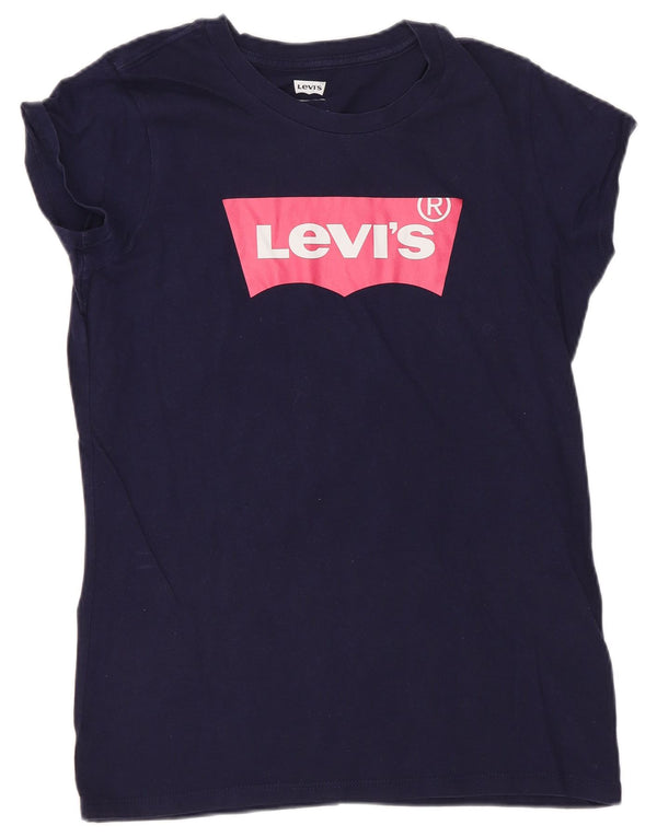 Tricou cu grafic normal pentru fete Levi's Top 15-16 ani Logo din bumbac bleumarin