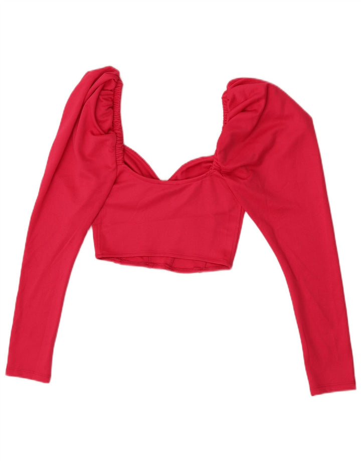 Top crop cu mânecă lungă pentru femei Zara UK 8 Small Pink