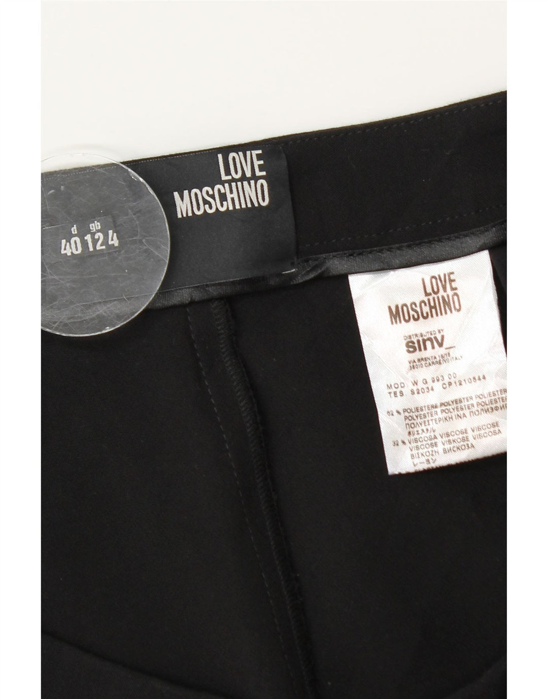 Fusta dreaptă Moschino pentru femei UK 12 Medium W30 Poliester negru
