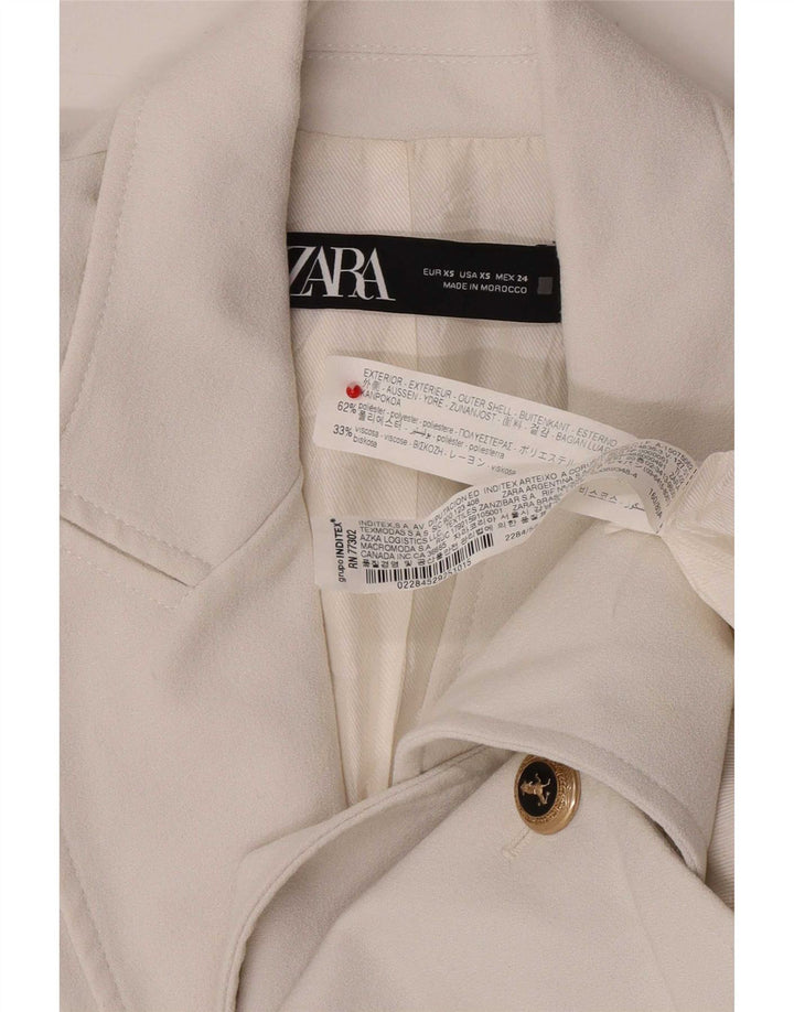 Jachetă pentru femei Zara, cu două pieptări, UK 6 XS, poliester alb